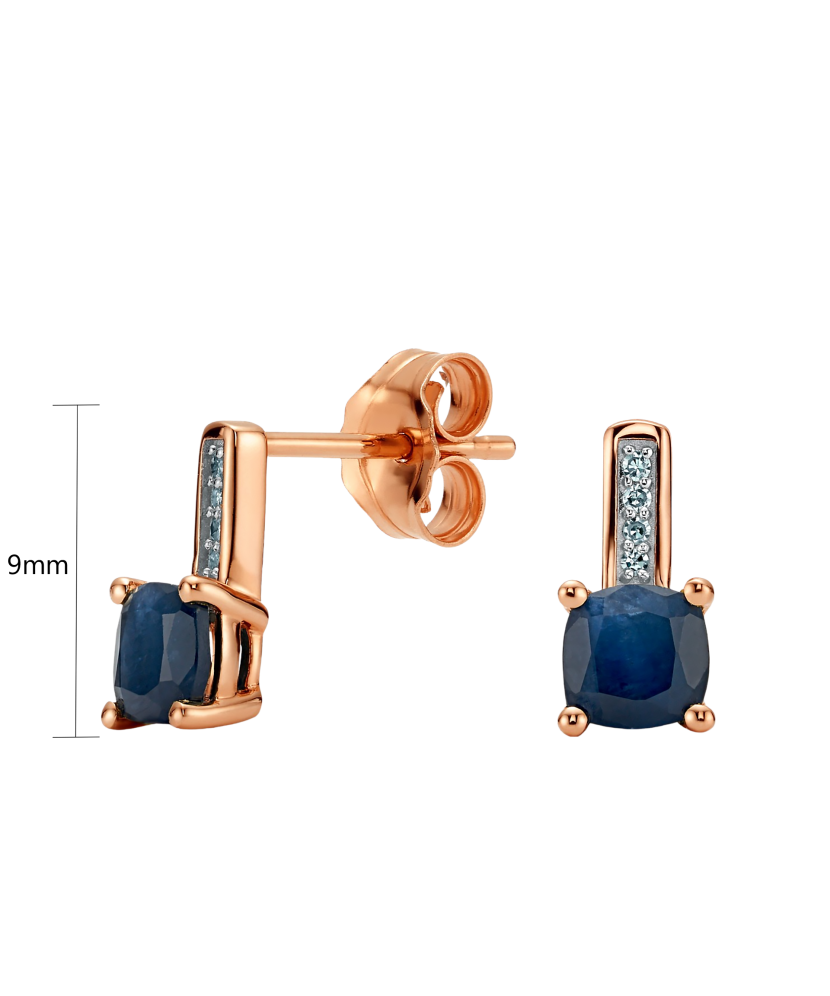 Gold earrings with sapphires and diamonds