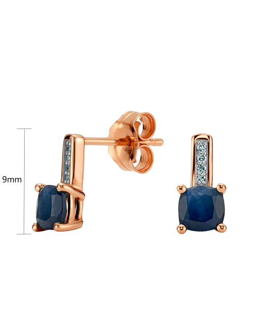 Gold earrings with sapphires and diamonds