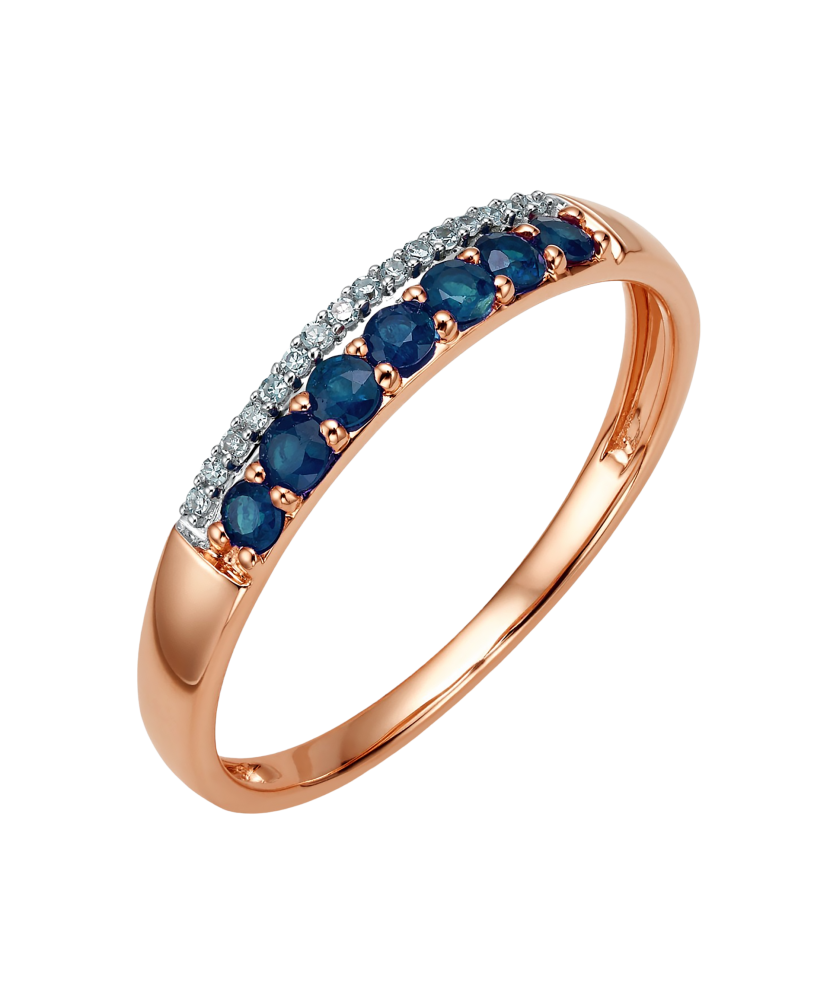 Gold ring with sapphires and diamonds