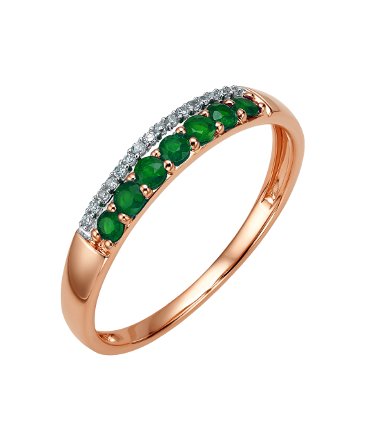 Gold ring with emeralds and diamonds
