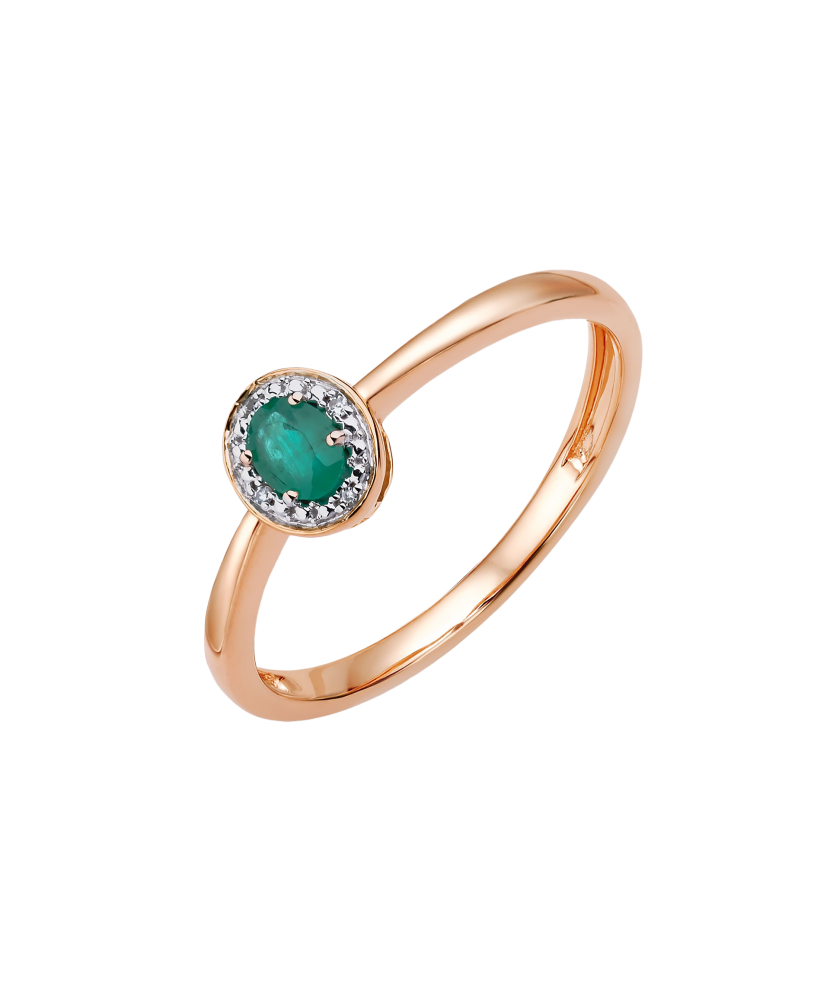 Gold ring with emerald and diamonds