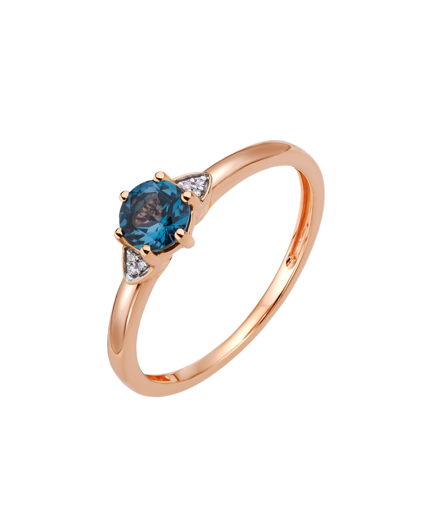 Gold ring with London topaz and diamonds