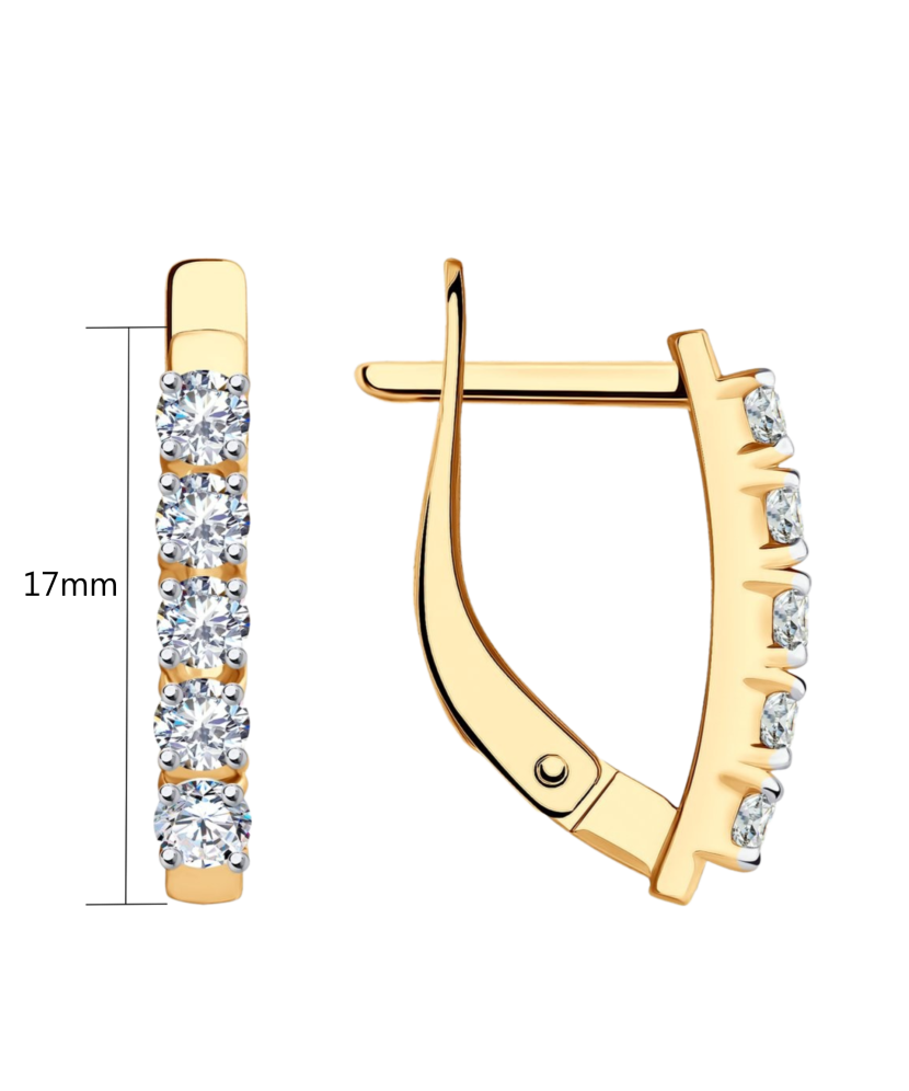 Gold earrings with zircons