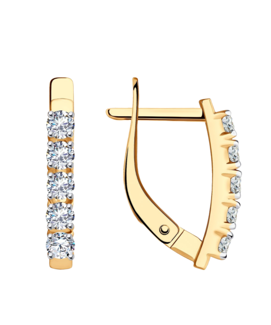 Gold earrings with zircons