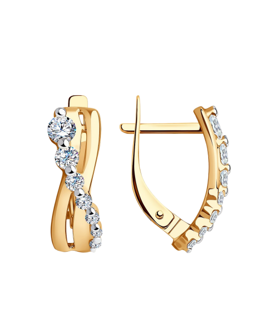 Gold earrings with zircons
