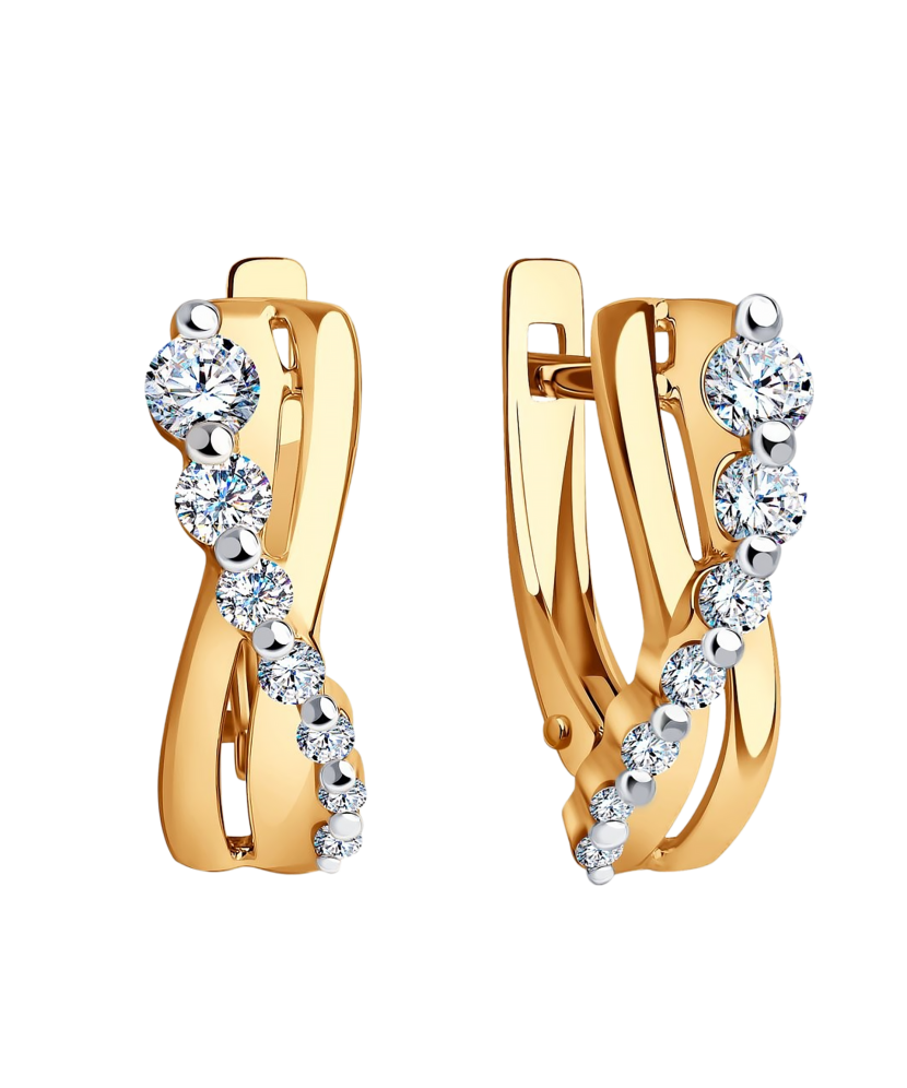 Gold earrings with zircons