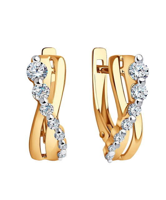 Gold earrings with zircons