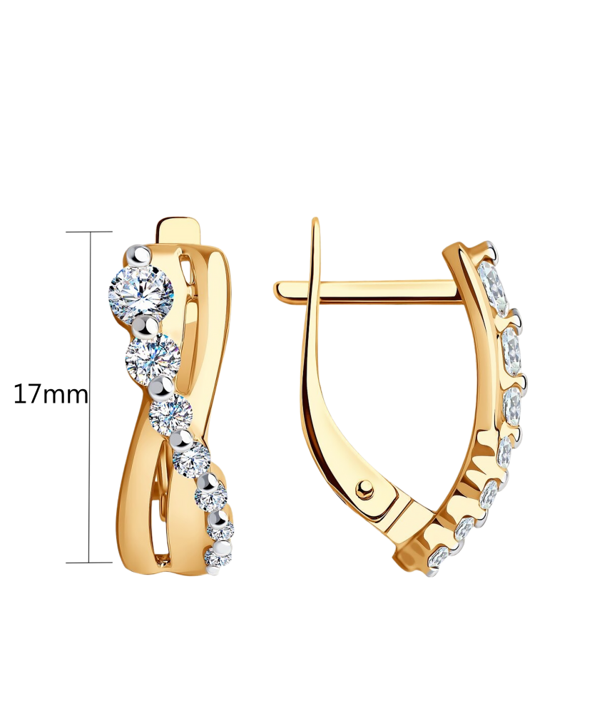 Gold earrings with zircons