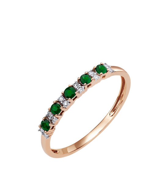 Gold ring with Emeralds and diamonds