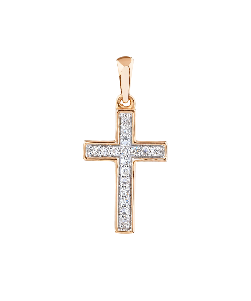 Gold pendant with diamonds "cross"