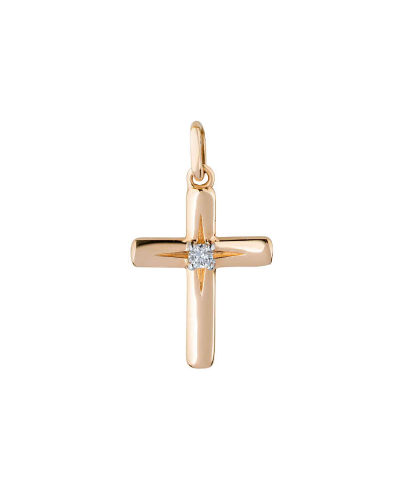 Gold pendant with diamond "cross"