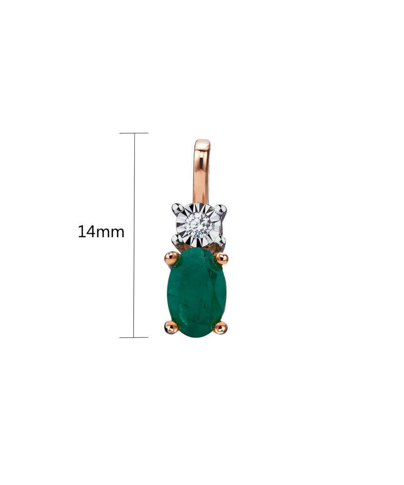 Gold pendant with emerald and diamond