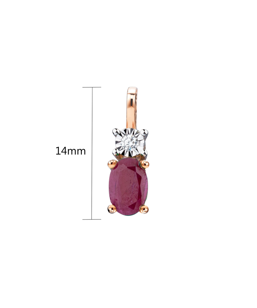 Gold pendant with ruby and diamond