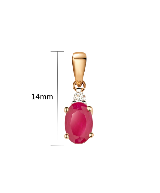 Gold pendant with ruby and diamond