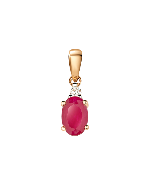 Gold pendant with ruby and diamond