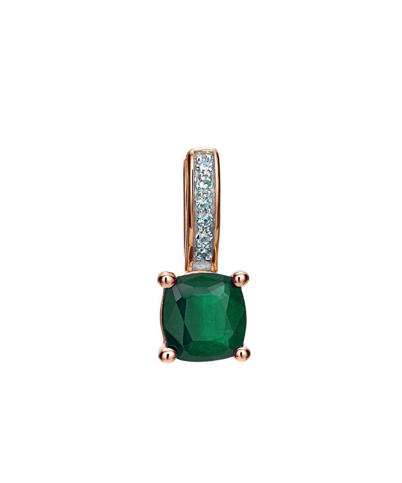 Gold pendant with emerald and diamonds