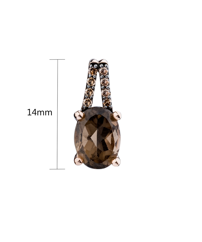 Gold pendant with smoky topazes and brown diamonds