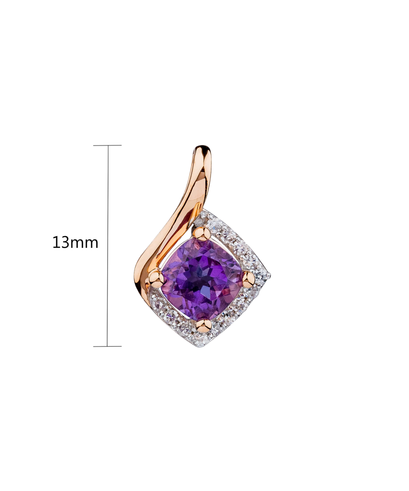 Gold pendant with amethysts and diamonds
