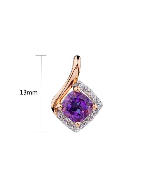 Gold pendant with amethysts and diamonds