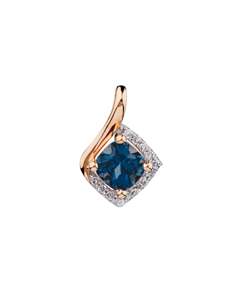 Gold pendant with London topaz and diamonds