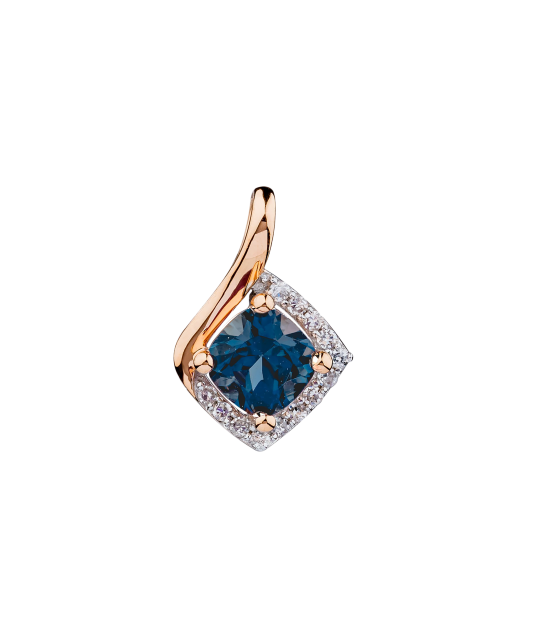 Gold pendant with London topaz and diamonds