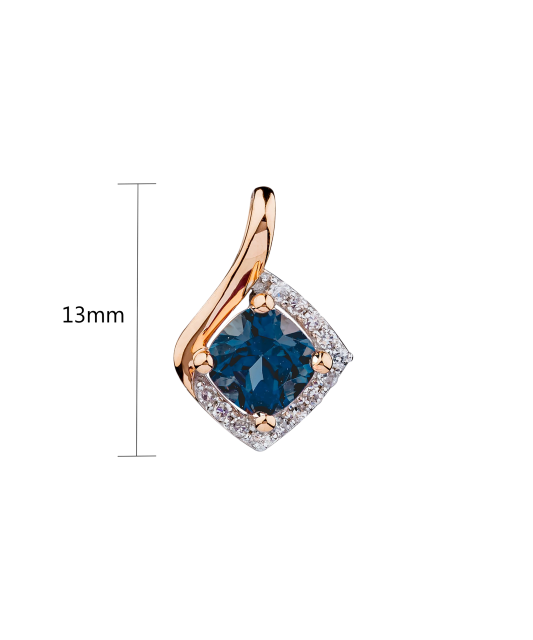 Gold pendant with London topaz and diamonds
