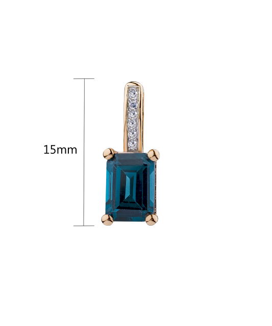 Gold pendant with London topaz and diamonds
