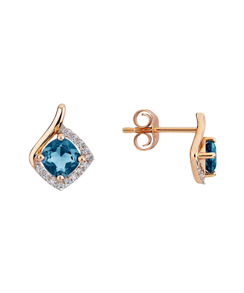 Gold earrings with London topazes and diamonds