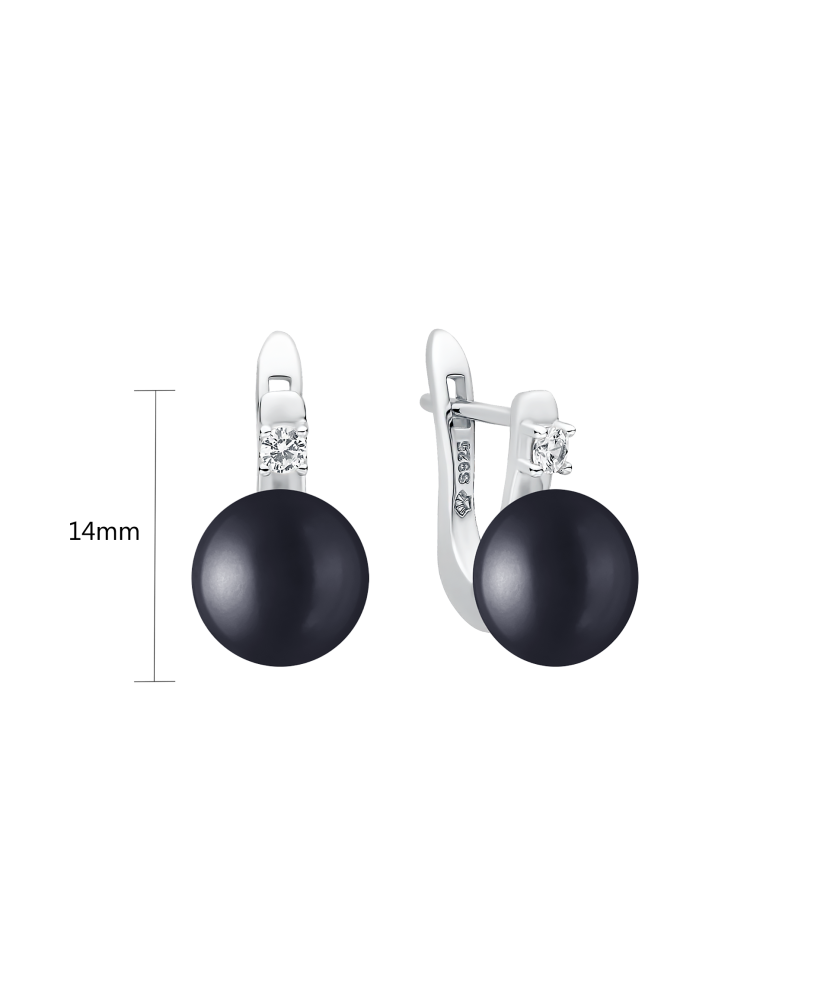 Sterling silver earrings with pearls and zircons