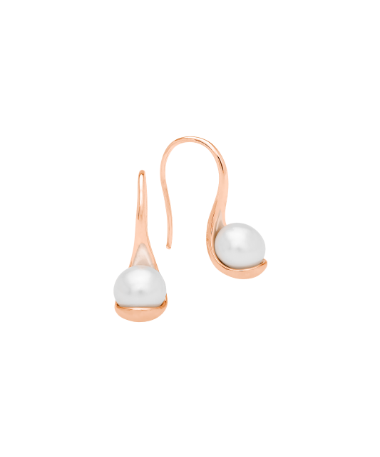 Gilded sterling silver earrings with pearls