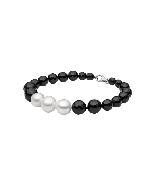 Bracelet with onyx and pearls