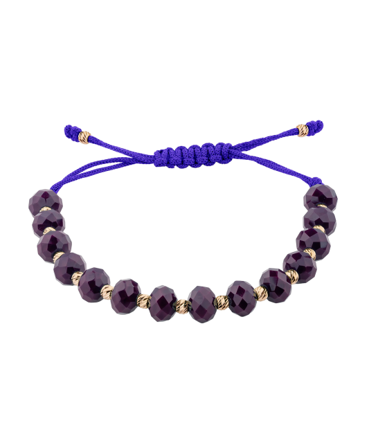 Purple string bracelet with gold and onixes