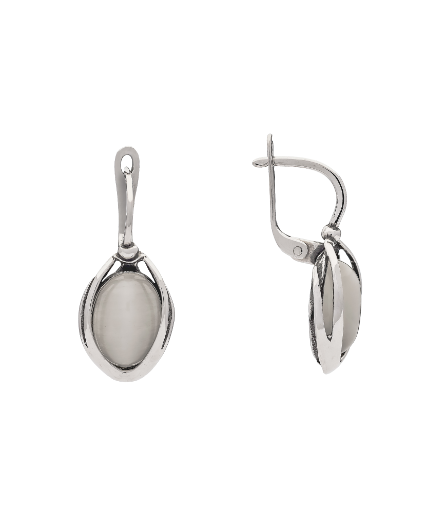 Sterling silver earrings with cats eye stone