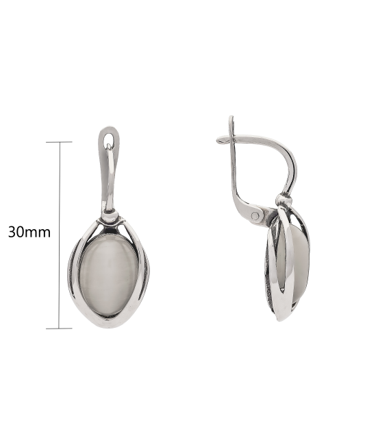 Sterling silver earrings with cats eye stone