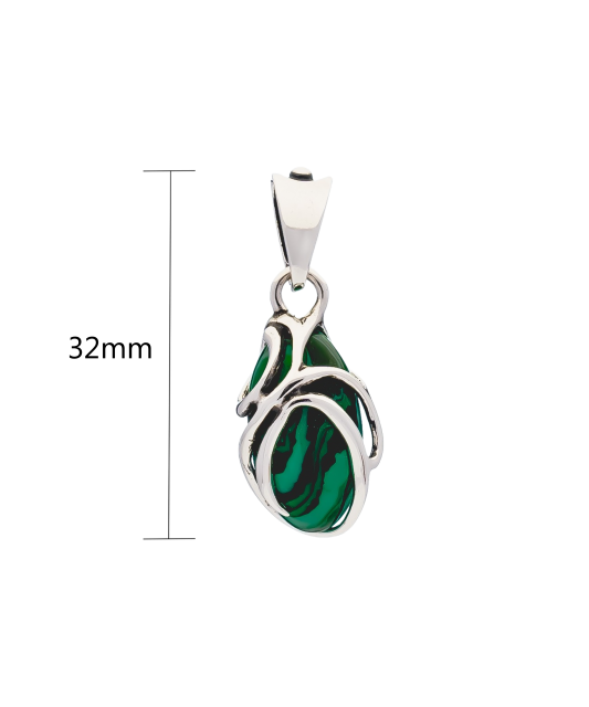 Sterling silver pendant with malachite