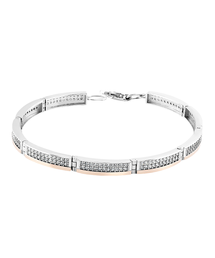 Hopeinen rannekoru zirkoneilla kullalla peitetty