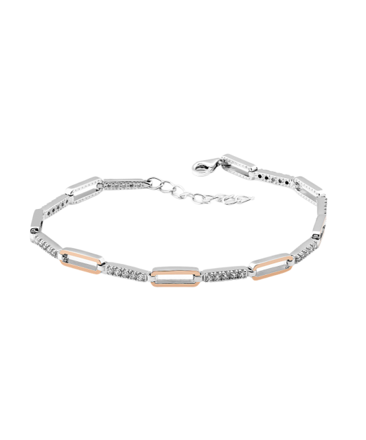 Hopeinen rannekoru zirkoneilla kullalla peitetty