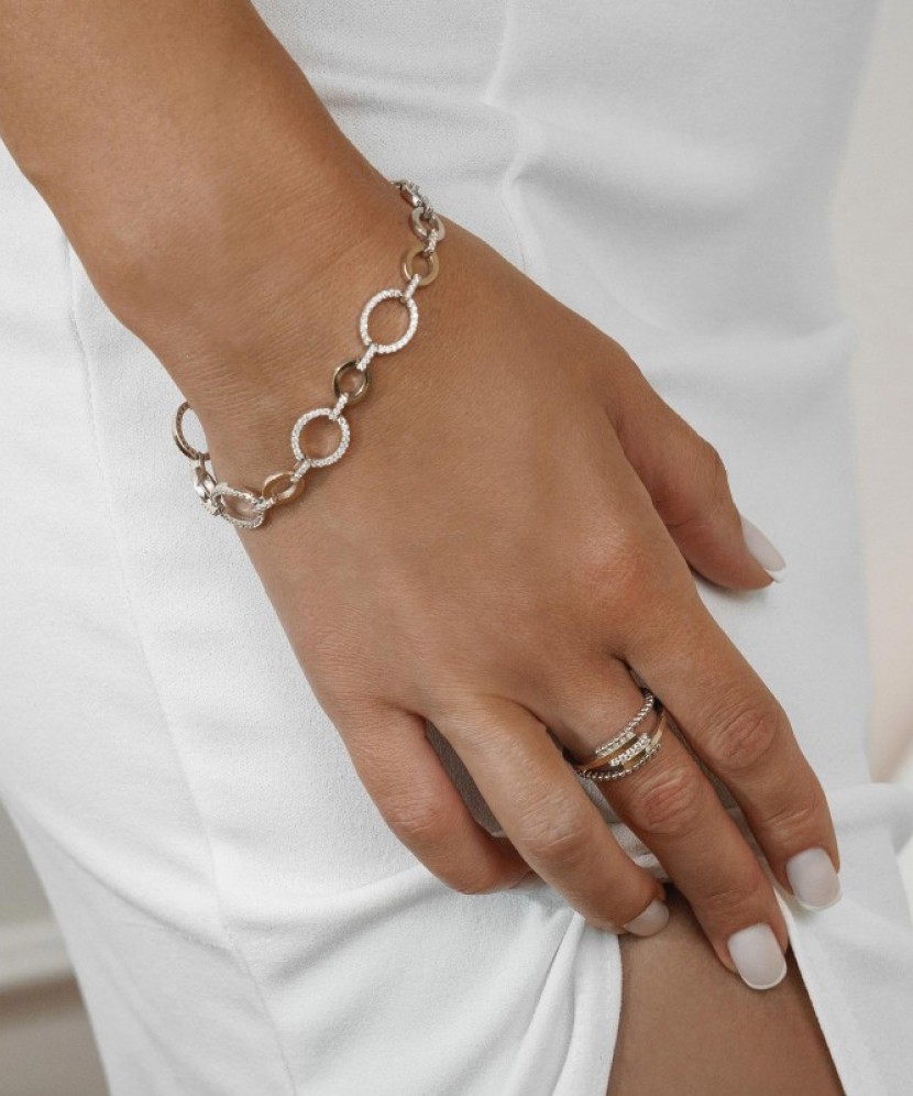 Gold plated sterling Silver bracelet with zircons