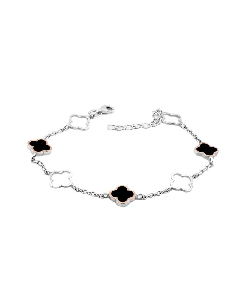 Kullattu hopeinen rannekoru onyxilla