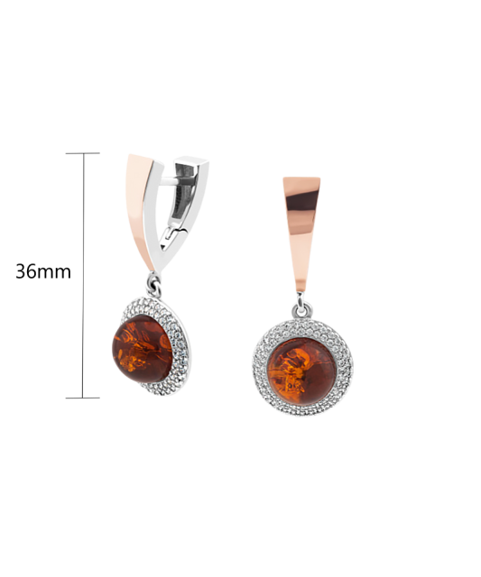 Sterling silver earrings gold plated with amber
