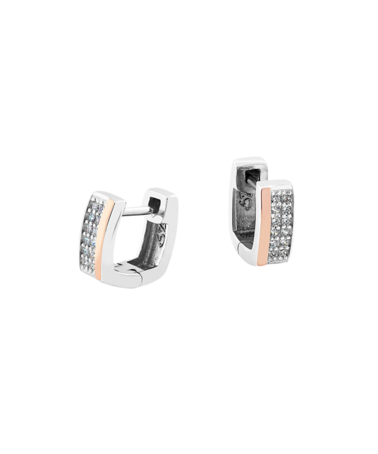 Hopeiset korvakorut peittää kullalla zirkoneilla