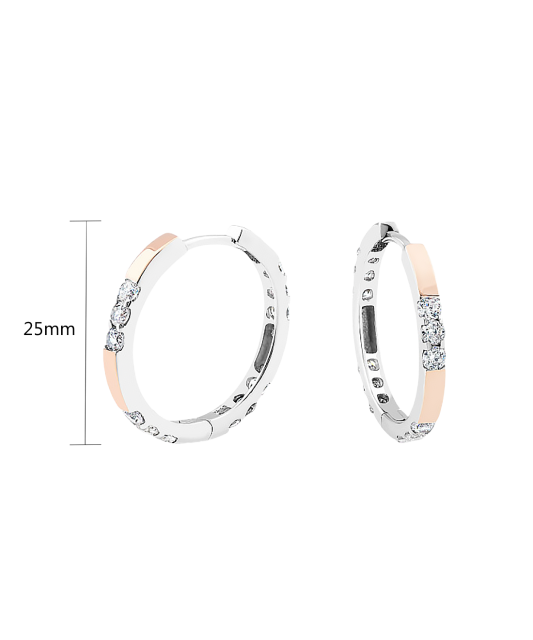 Hopeiset korvakorut peittää kullalla zirkoneilla