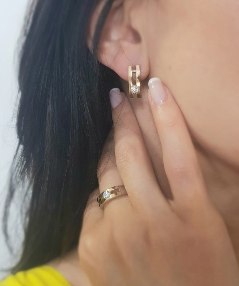 Sterling silver earrings gold plated with zircons