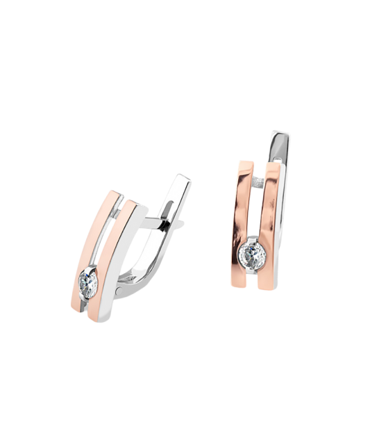 Sterling silver earrings gold plated with zircons