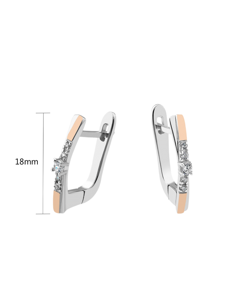 Sterling silver earrings gold plated with zircons