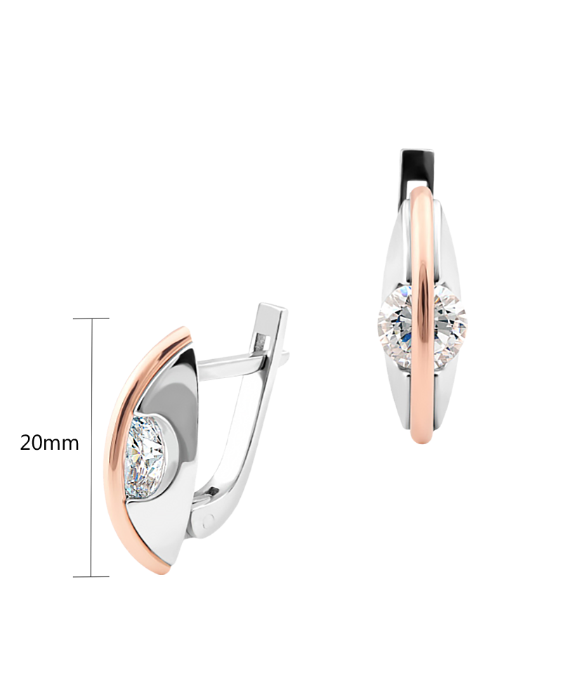 Sterling silver earrings gold plated with zircons