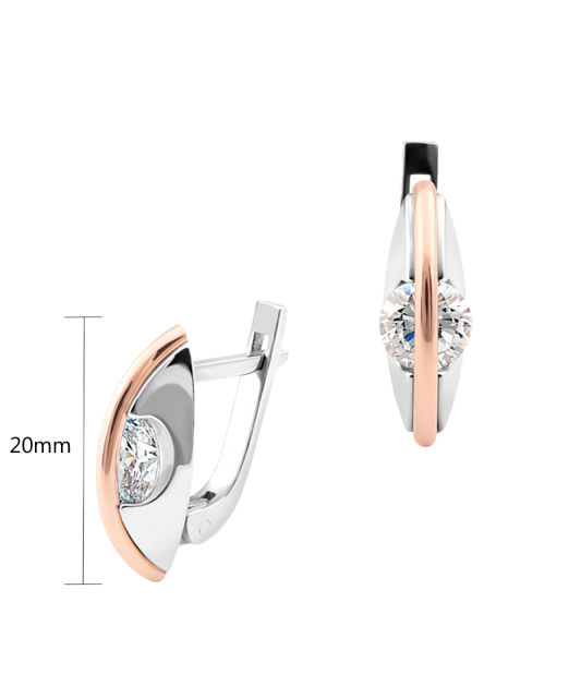 Sterling silver earrings gold plated with zircons