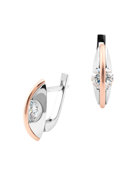 Sterling silver earrings gold plated with zircons