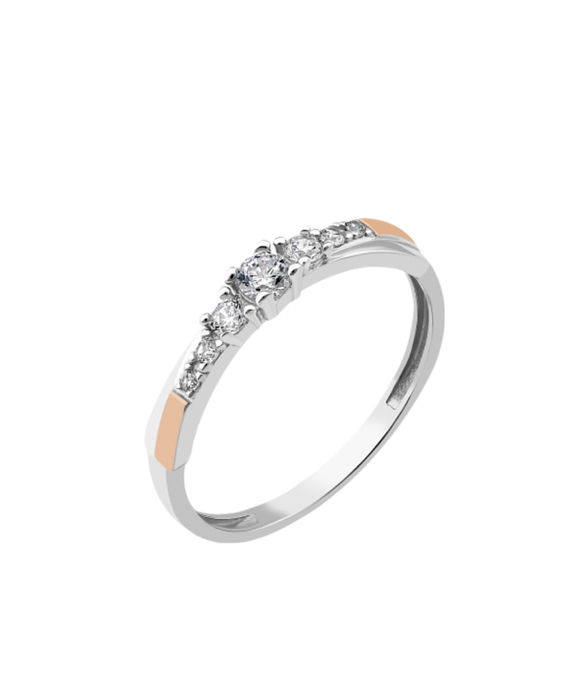 Gold plated silver ring  with zircons