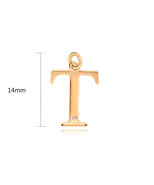 Gold pendant with diamond letter T